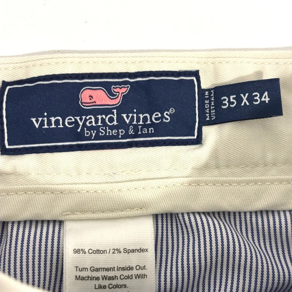 Vineyard Vines Breaker Stretch Pants Mens 35x32 Tan Stretch Chinos Nautical